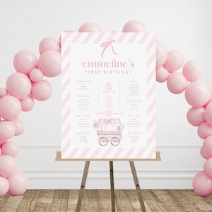 Editable Ice Cream Birthday Milestones Sign Girl Pink First Birthday Ice Cream Truck 1st Cone Sweet Download, Sweet One My First Year 550MPN