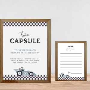Fast One 1e verjaardag tijdcapsule, raceautofeest verjaardagsfeestje, raceauto verjaardagsversieringen aangepast gastenboek, bord gastenboek 745TC