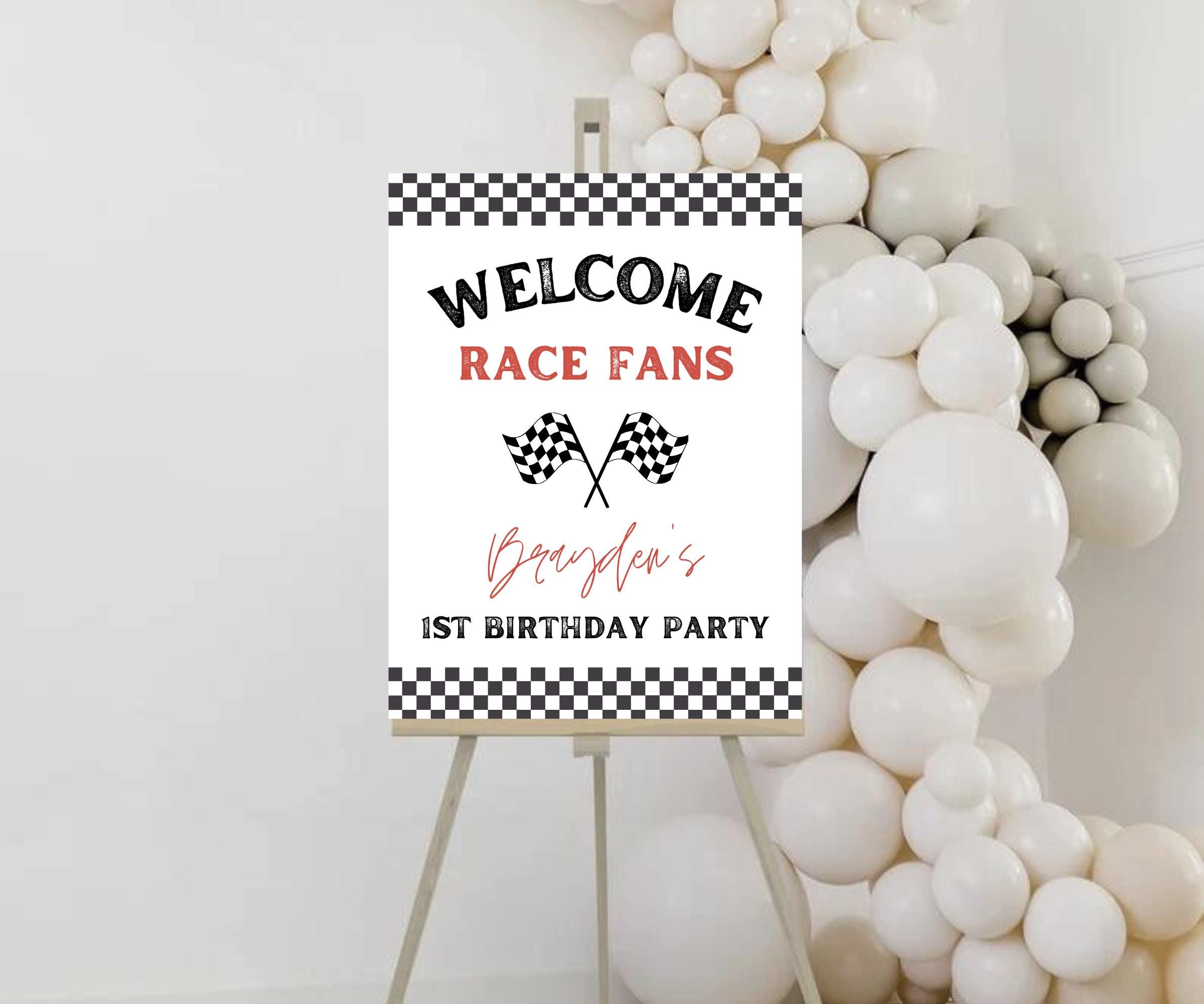 Welcome Racing Check Editable Racecar Birthday Party Welcome Sign , Racing Birthday Party ...