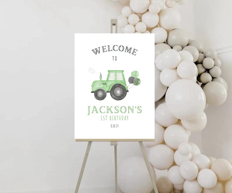 Minimalist Green Tractor Sign, Instant Download, Printable