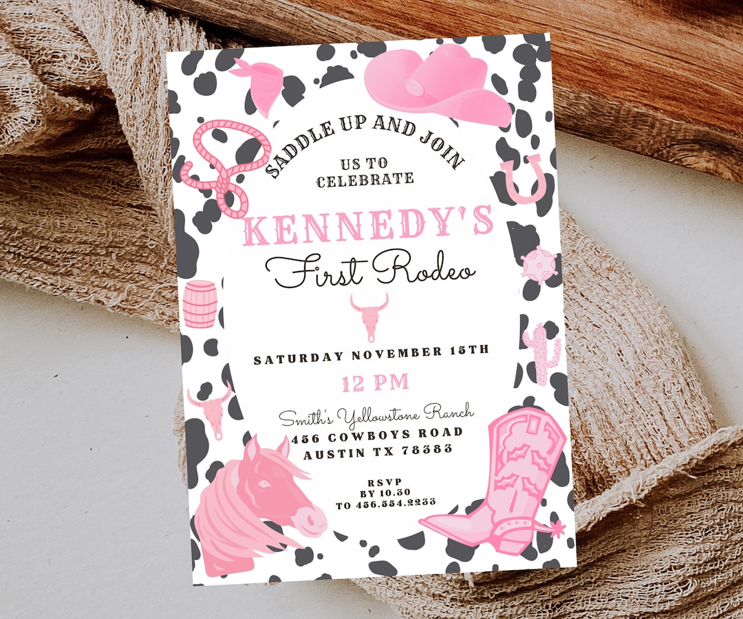 FIRST RODEO Invitation Template, Printable Wild West Birthday Invite FIRST RODEO Invitation Template, Printable Wild West Birthday Invite
