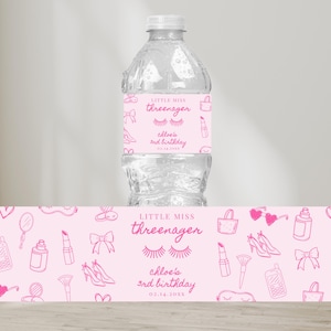 Little Miss Threenager-paket, Threenager-mode och smink, inbjudan till flickas 3-årsdag, handritad rosett med kokett, 588B bild 14