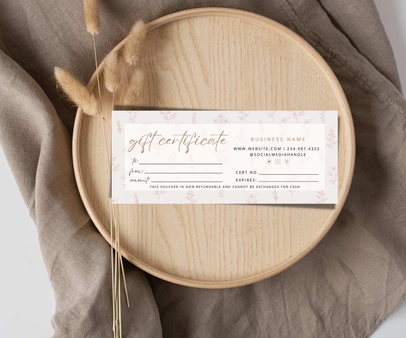 Boho Gift Certificate Template DIY Printable Gift Voucher - Etsy
