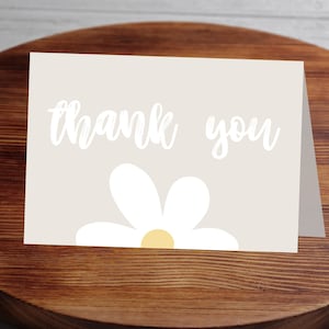 Carte de remerciement rabattable pour fête d'anniversaire Marguerite Little Miss One-derful Birthday Party Boho Daisy Hippy Birthday Decor Instant 099TY