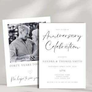 40th Anniversary Invitation Template, Anniversary Party Invitation, Boho Anniversary Invitation, Editable Anniversary Invitation 727A