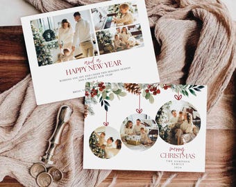 Photo Christmas Card Template, Photo holiday card, Boho Holiday Card, Minimalist Christmas Card, Holiday Card Template, holiday card 400NL