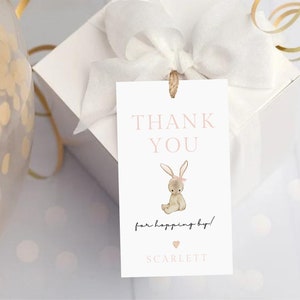 Modelo de etiqueta de presente de agradecimento do círculo de coelho, etiqueta de lembrancinha Somebunny is One, etiquetas de lembrancinha editáveis de 1º aniversário, primeiro aniversário para impressão 024 FT