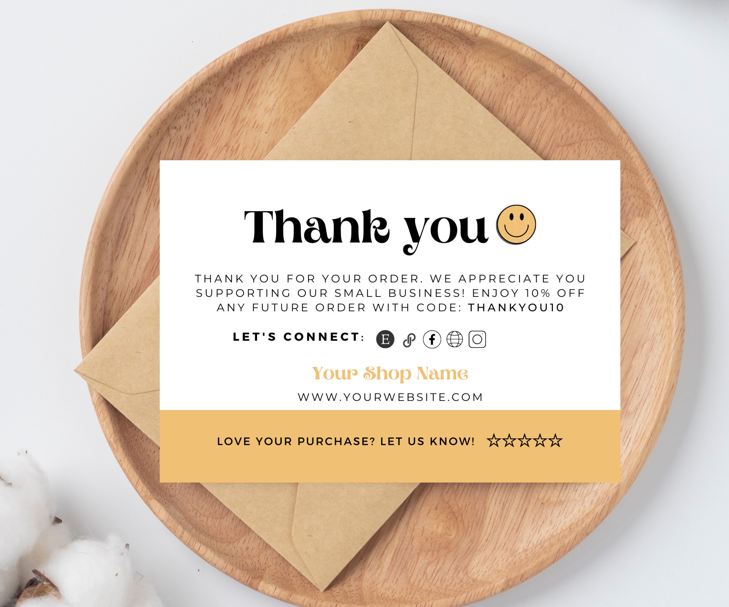 Retro Thank You Card Template, Editable Small Business 70s Groovy Thank ...