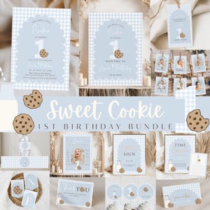 Invito per un dolce bambino, pacchetto di compleanno per un dolce bambino, Coquette Gingham Trendy, biscotto per un dolce bambino, invito per il primo compleanno del bambino 227A