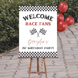 Bearbeitbares Rennauto-Geburtstagsfeier-Willkommensschild, Racing-Geburtstagsfeier-Zeichen Two Fast One Geburtstagsfeier-Dekor-Willkommens-Rennen-Fans Poster 708 WS1
