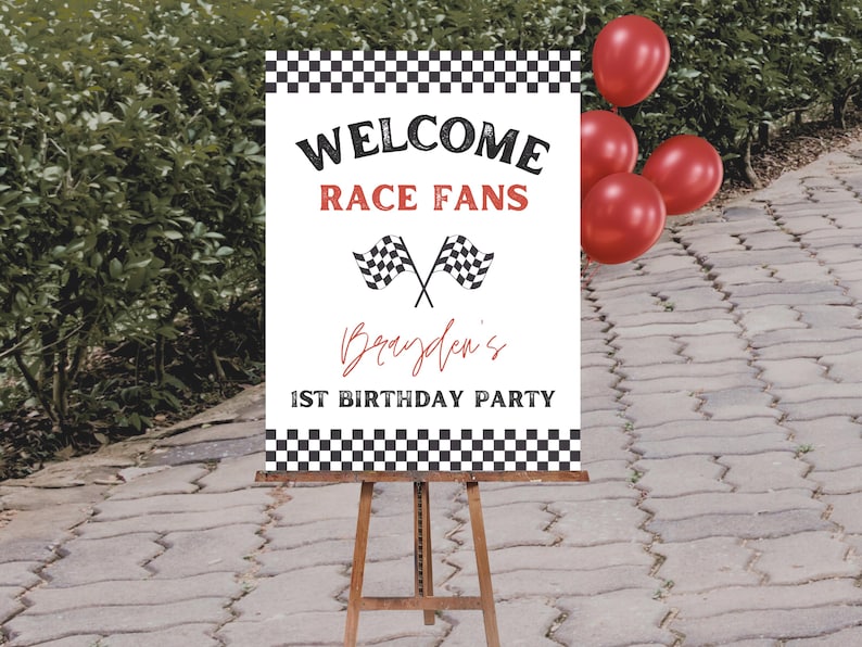 Editable Racecar Birthday Party Welcome Sign , Racing Birthday Party ...