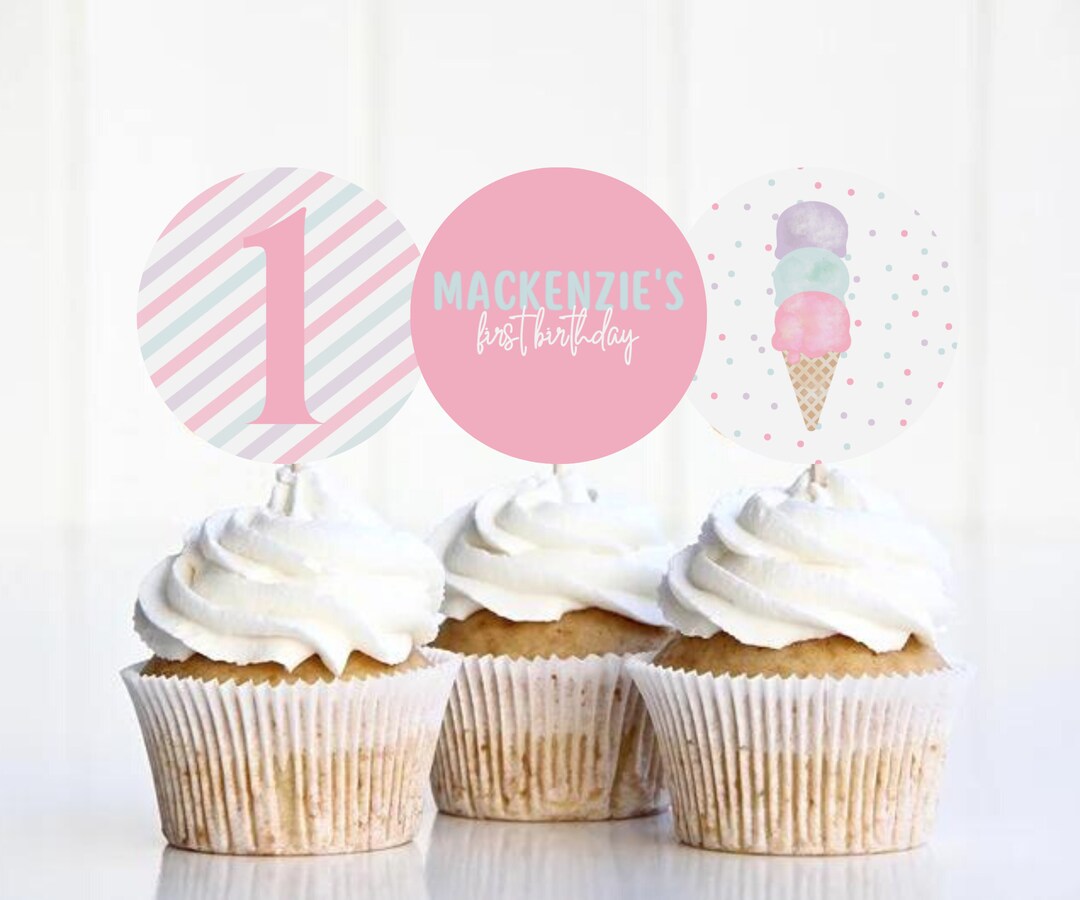 Ice Cream Cupcake Toppers Favor Tags Ice Cream Birthday Party ...