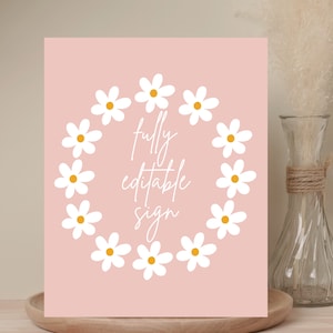 Editable Daisy Birthday Party Sign Fully Editable Boho Daisy Custom Sign Bohemian Daisy Floral Hippy Birthday Decor Instant Download 722ES