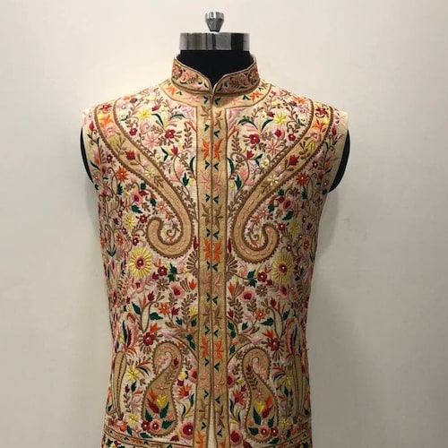 Handmade Rajasthani Embroidery Nehru Jacketindian Wedding Etsy