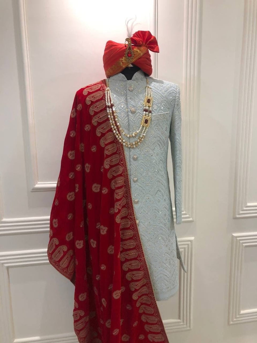 Sherwani with hotsell necklace
