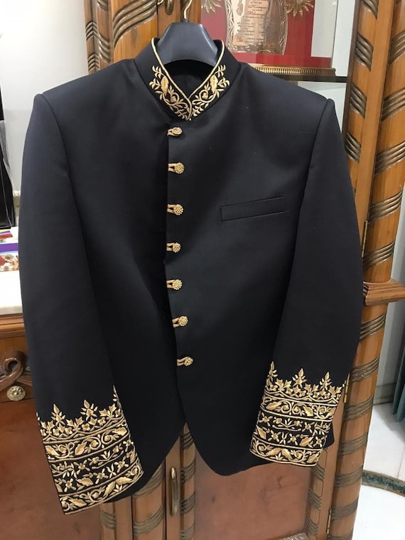 Handmane Luxury Embroidered Bandhgala Suit Set Mens Jodhpuri Suit Set With Embroidery Etsy Canada