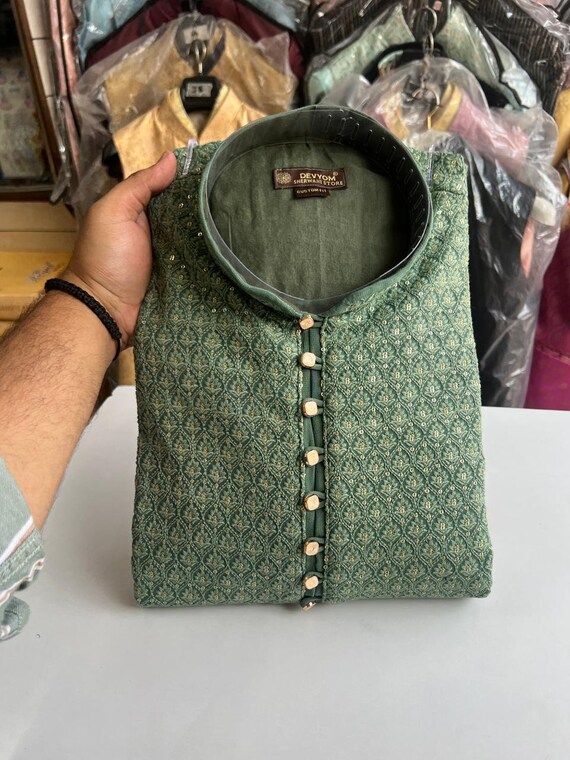 Mens Lucknowi Chikankari Kurta Pyjama Set Indian Kurta Pajama Set for Menindian Wedding Wear Outfits for Menmens Wedding Wear Outfits Etsy Canada
