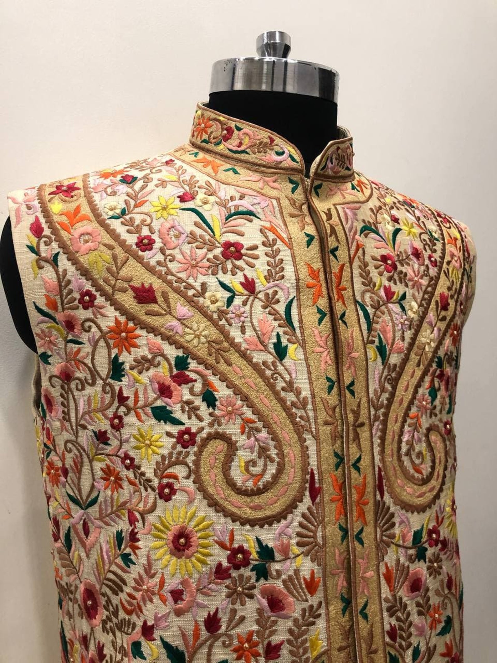 Handmade Rajasthani Embroidery Nehru Jacketindian Wedding Etsy