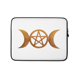 Celtic Triple Moon Goddess with Pentacle laptop sleeve Wiccan MacBook case Pagan computer accessory 13 inch 15 inch