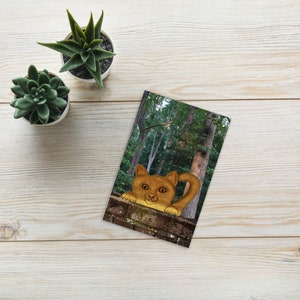 Curioso gatto Cartolina Legno intagliato Gatto 4x6 Mail Curioso gattino Cartolina gattino Amante del gatto Biglietto di auguri Felino Feroce Tabby Materia