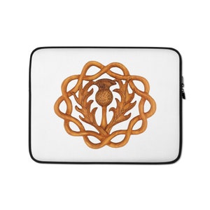 Scottish Thistle Laptop Sleeve Celtic Eternity Braid Scotland Symbol MacBook bag Scottish Heritage Case Flower