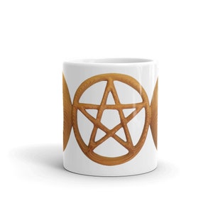 Keltische Dreifachmondgöttin mit Pentakel Keramik Kaffeetasse Wicca Teetasse Pagan Trinkgefäß