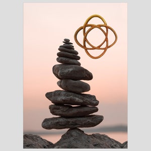 Celtic Healing Knot Flat Cards Zen Balancing Rocks Get Well Soon Beach Stone Stack Postcard With Envelope