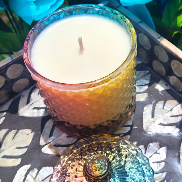 Soy Candle 8.5oz in Prism Diamond Glass Jar