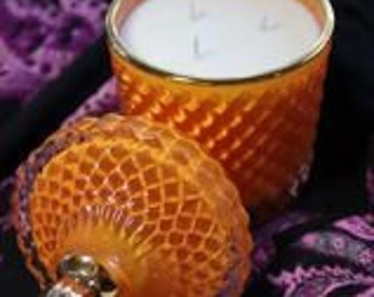 Soy Candle 24oz in Orange Diamond Glass Jar