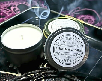 Smoked Vanilla Soy Wax Scented 8oz Candle Silver or Gold Travel Tin