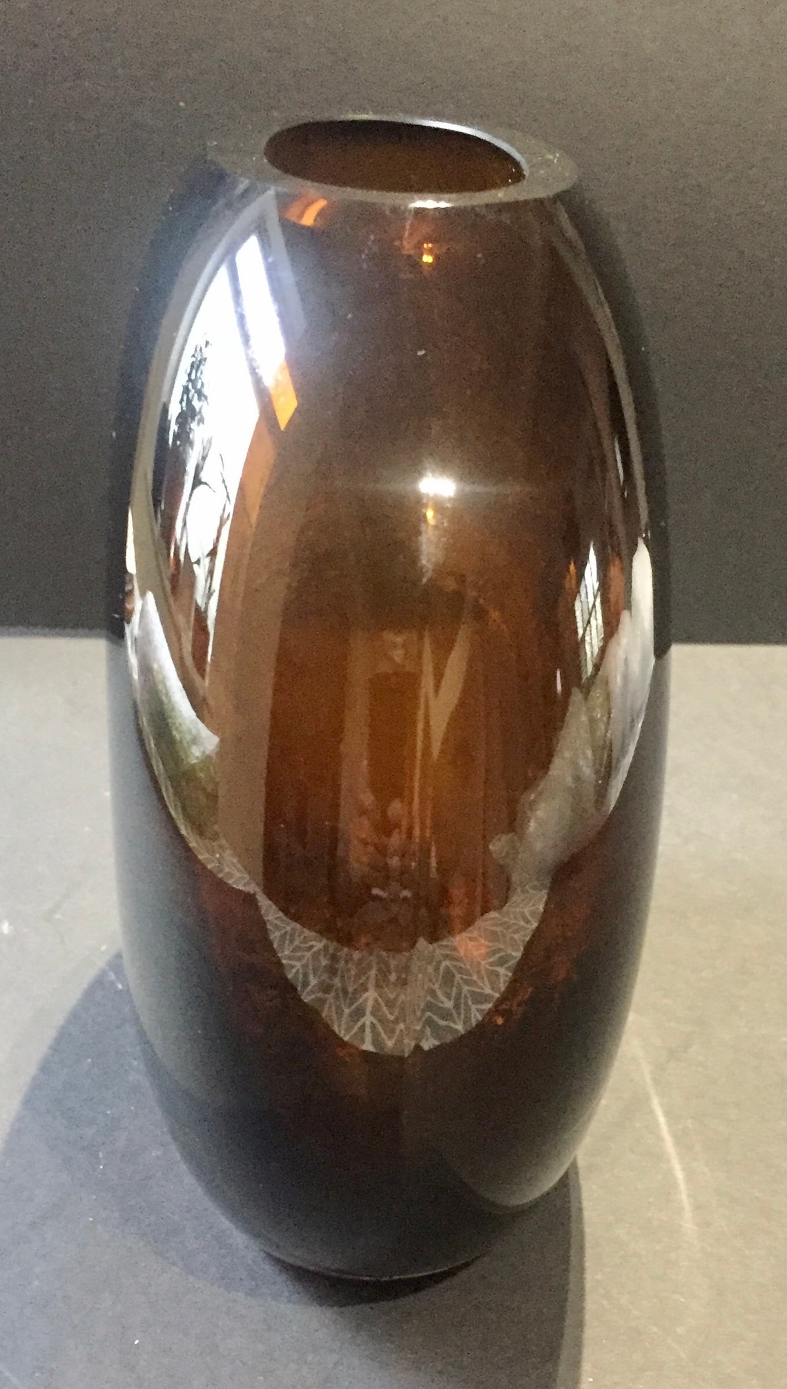 Amber Glass Oval Murano Vase Etsy