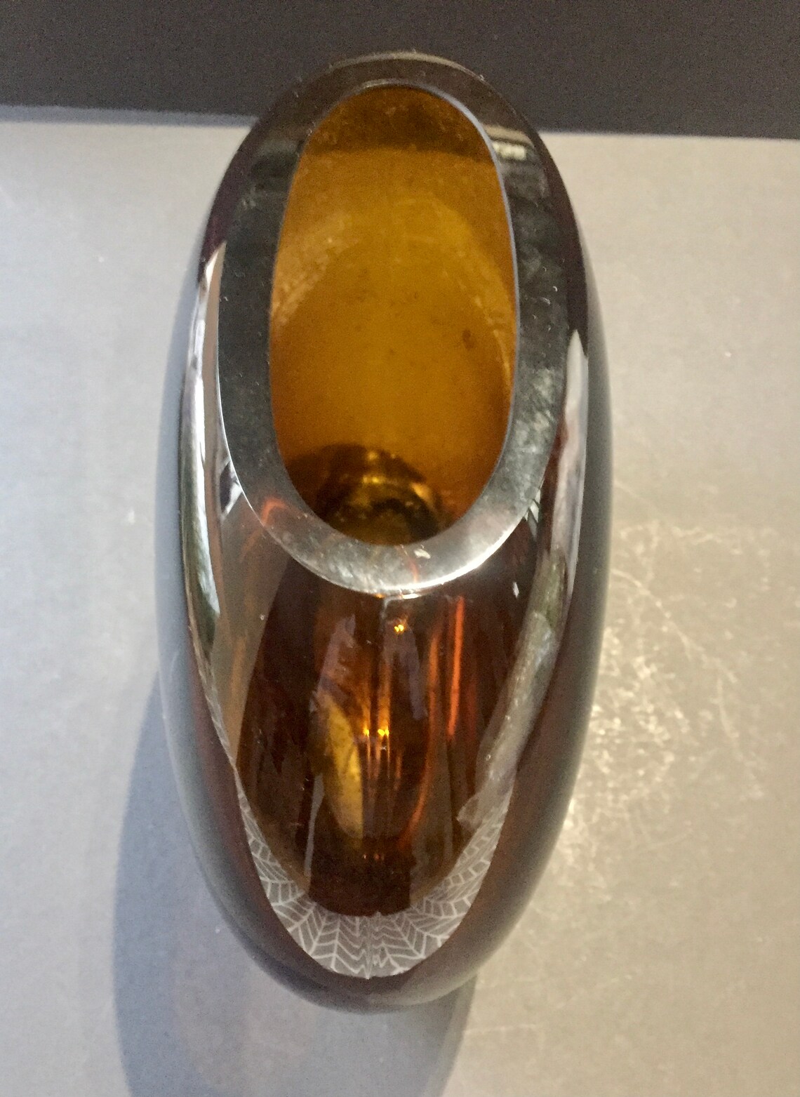 Amber Glass Oval Murano Vase Etsy