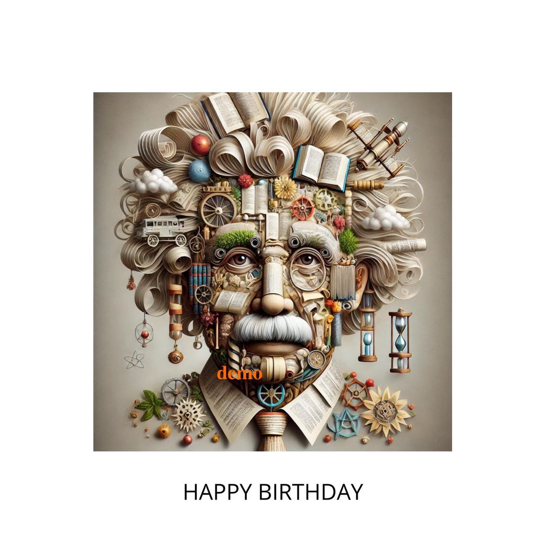 Happy Birthday Digital Card Albert Einstein Portrait Harmony! - Etsy