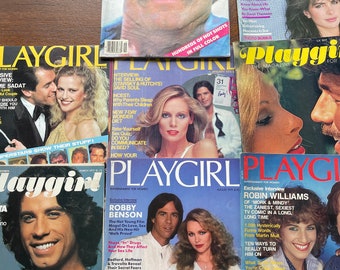 magazines vintage Playgirl's des années 70, John Travolta, Robin Wiliams !