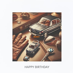 Alles Gute zum Geburtstag digitale Karte Vintage BMW