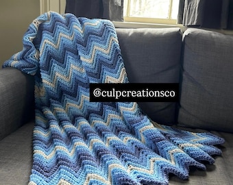 Textured Chevron Crochet Blanket Pattern (Downloadable PDF)