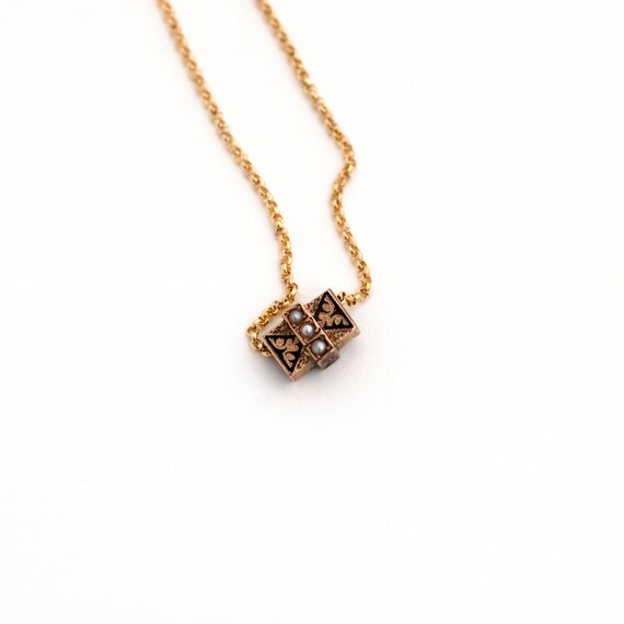 14k Gold Victorian Slide Necklace, Taille d'Eparg… - image 4