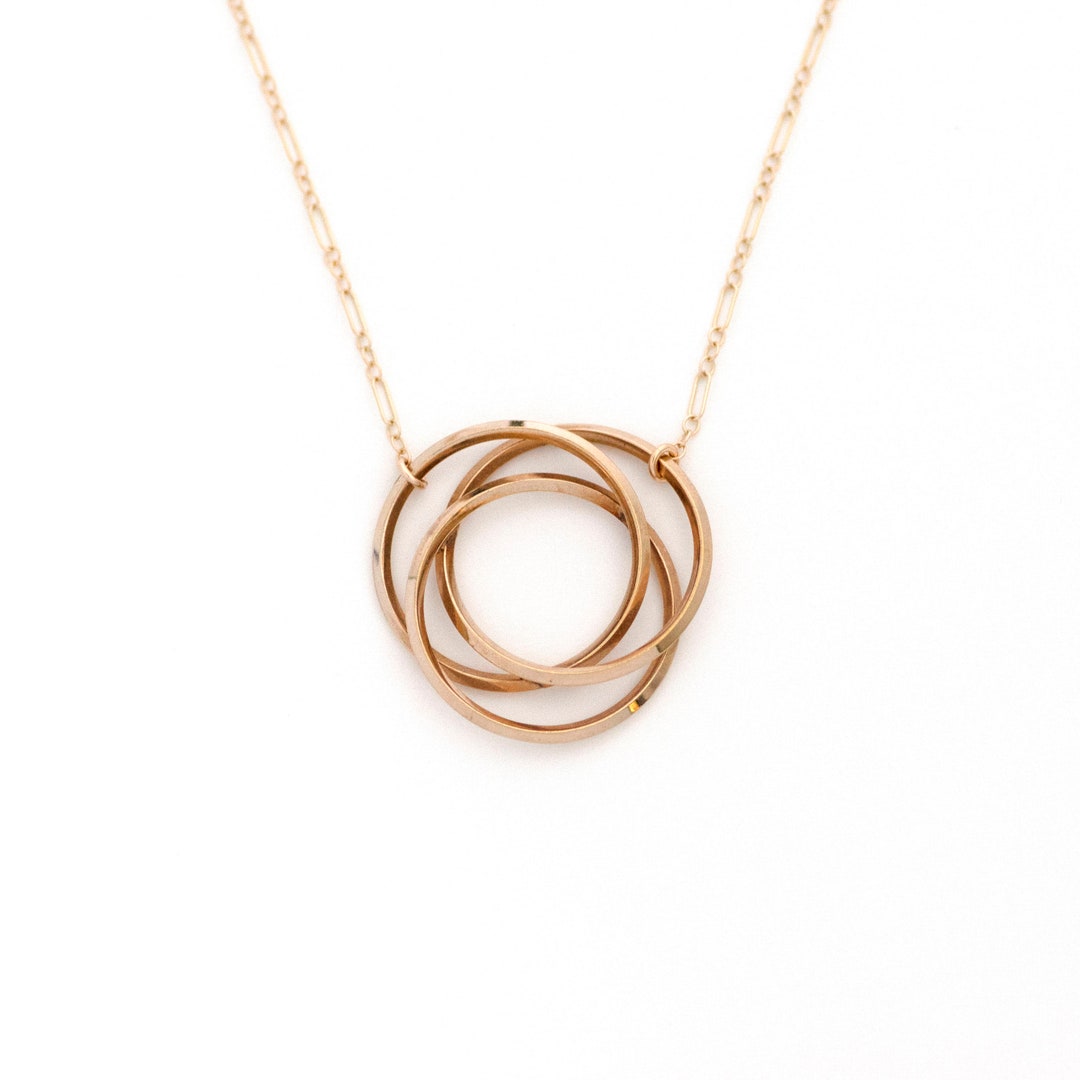 Three Rings Intertwined Circle Vintage Necklace Gold Filled Etsy UK