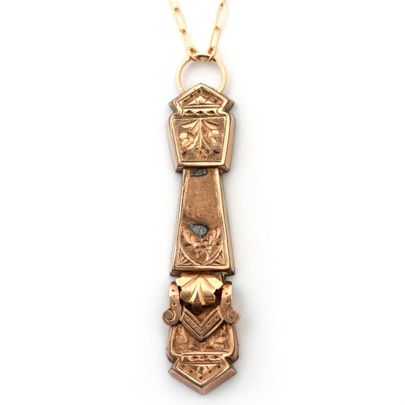 Sword Necklace, Column Pillar of Strength Bar Pin… - image 4
