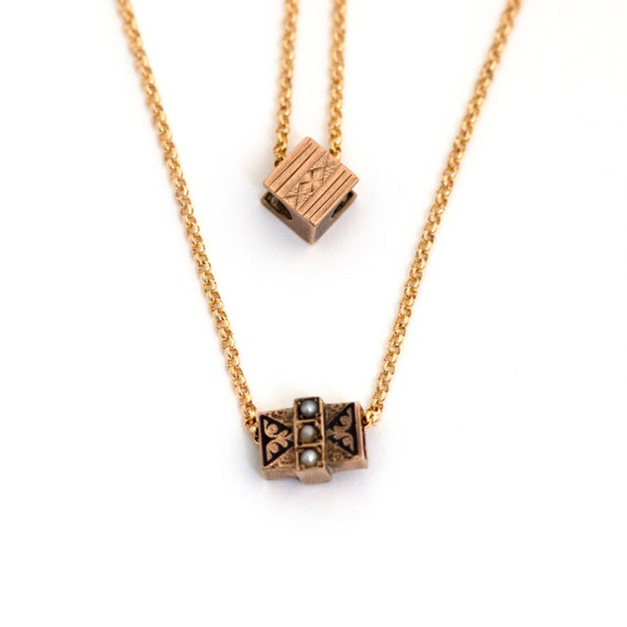 14k Gold Victorian Slide Necklace, Taille d'Eparg… - image 5