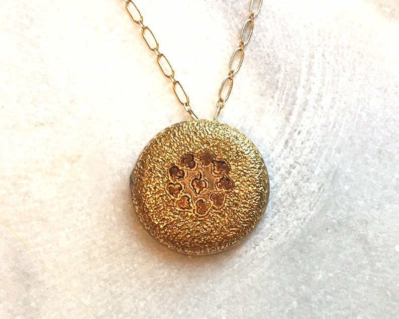 Gold Filled Antique Victorian Brooch Pin Necklace Black Enamel