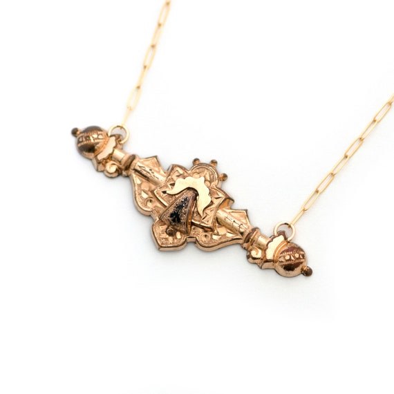 Antique Bar Necklace, Gold Filled Victorian Bar P… - image 2
