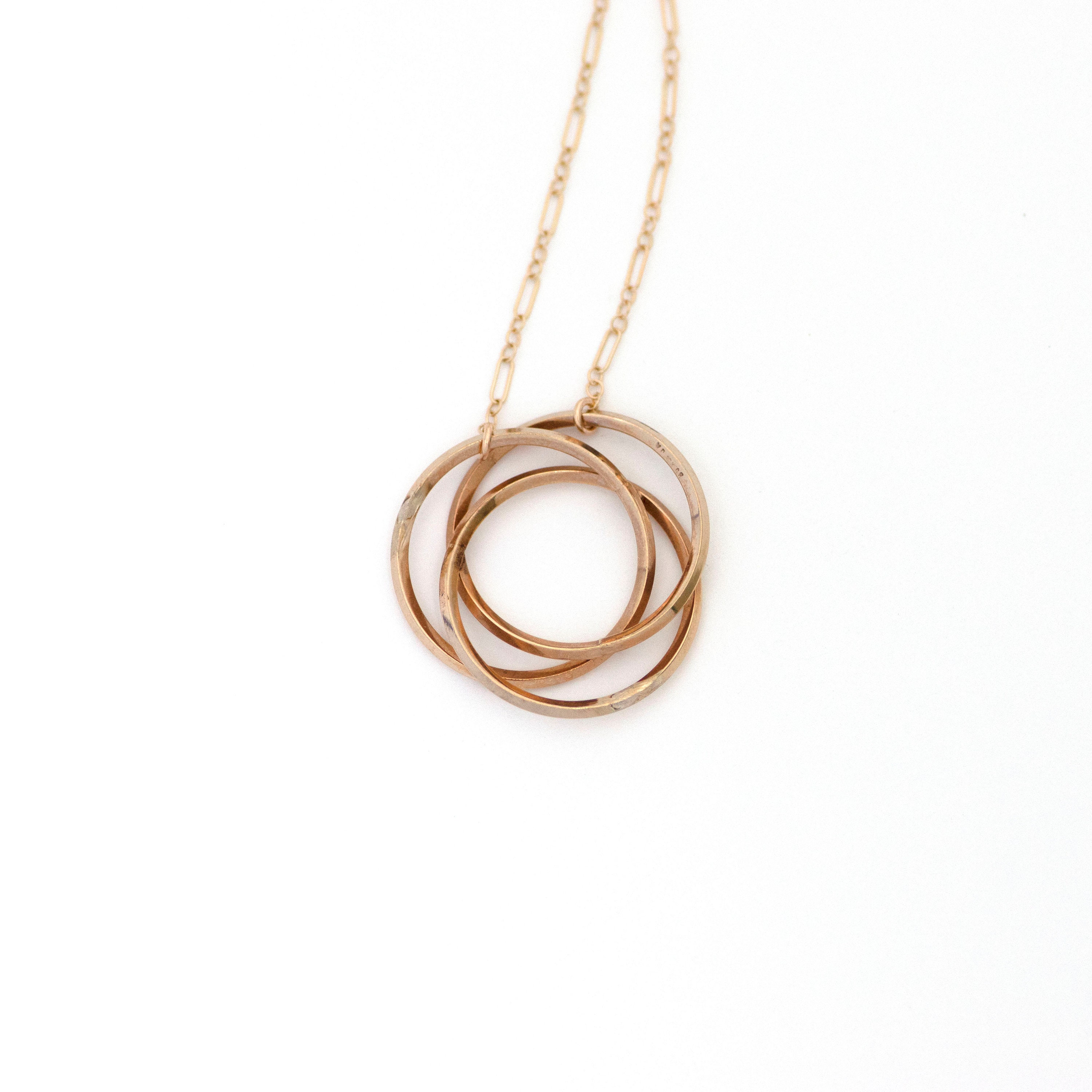 Three Rings Intertwined Circle Vintage Necklace Gold Filled Etsy UK