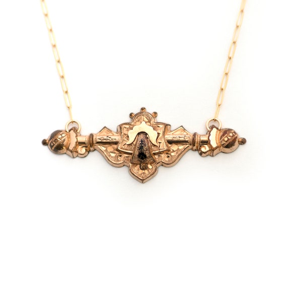 Antique Bar Necklace, Gold Filled Victorian Bar P… - image 3