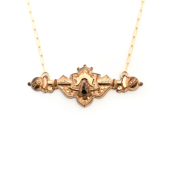 Antique Bar Necklace, Gold Filled Victorian Bar P… - image 5