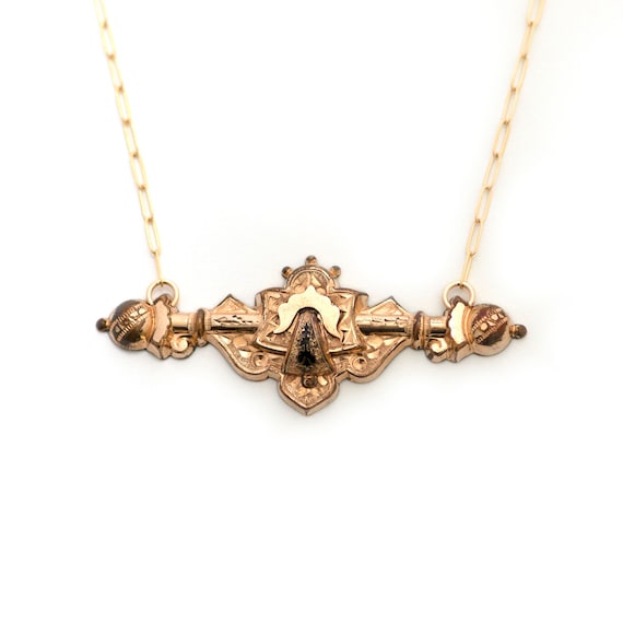Antique Bar Necklace, Gold Filled Victorian Bar P… - image 1