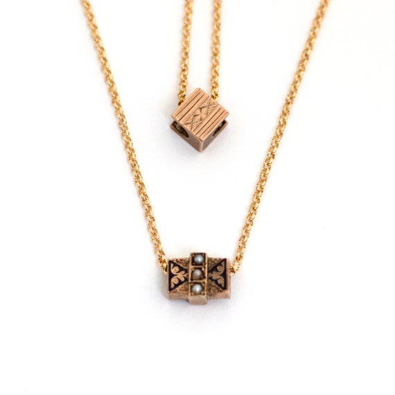 14k Gold Victorian Slide Necklace, Taille d'Eparg… - image 6