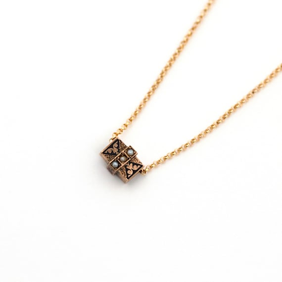 14k Gold Victorian Slide Necklace, Taille d'Eparg… - image 1