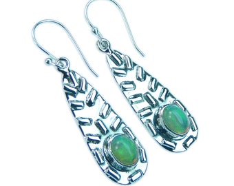 Pendientes de ópalo etíope en plata de ley 925: joyería de piedras preciosas hecha a mano