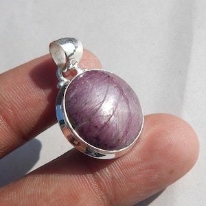 Star Ruby Pendant Necklace, Cabochon Gemstone Pendant, Boho Silver Pendant, 925 Sterling Silver Pendant, AAA Quality Star Ruby Pendant.